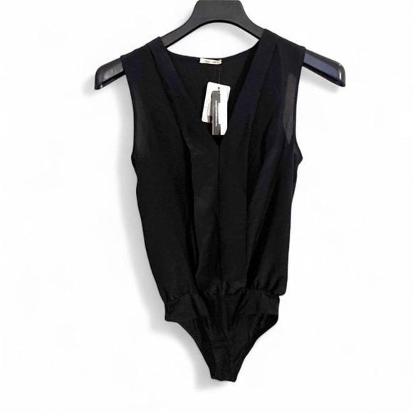INTIMISSIMI Tezenis Black Silk & Supima Cotton Sleeveless Bodysuit Sz S NWT - Picture 1 of 5